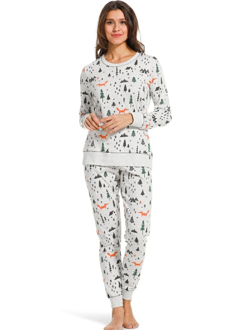 Pastunette Pyjamas | Pastunette Ladies Pyjama With Cuffs 'Foxy Family, Winter Wonderland'