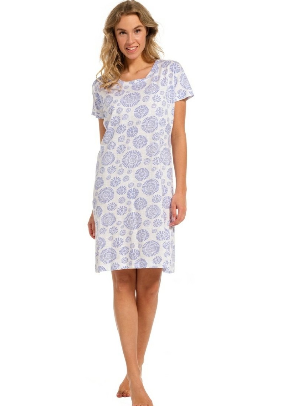 Pastunette Nightshirts | Pastunette Ladies Short Sleeve Organic Cotton Nightdress 'Abstract Daisy Flower'