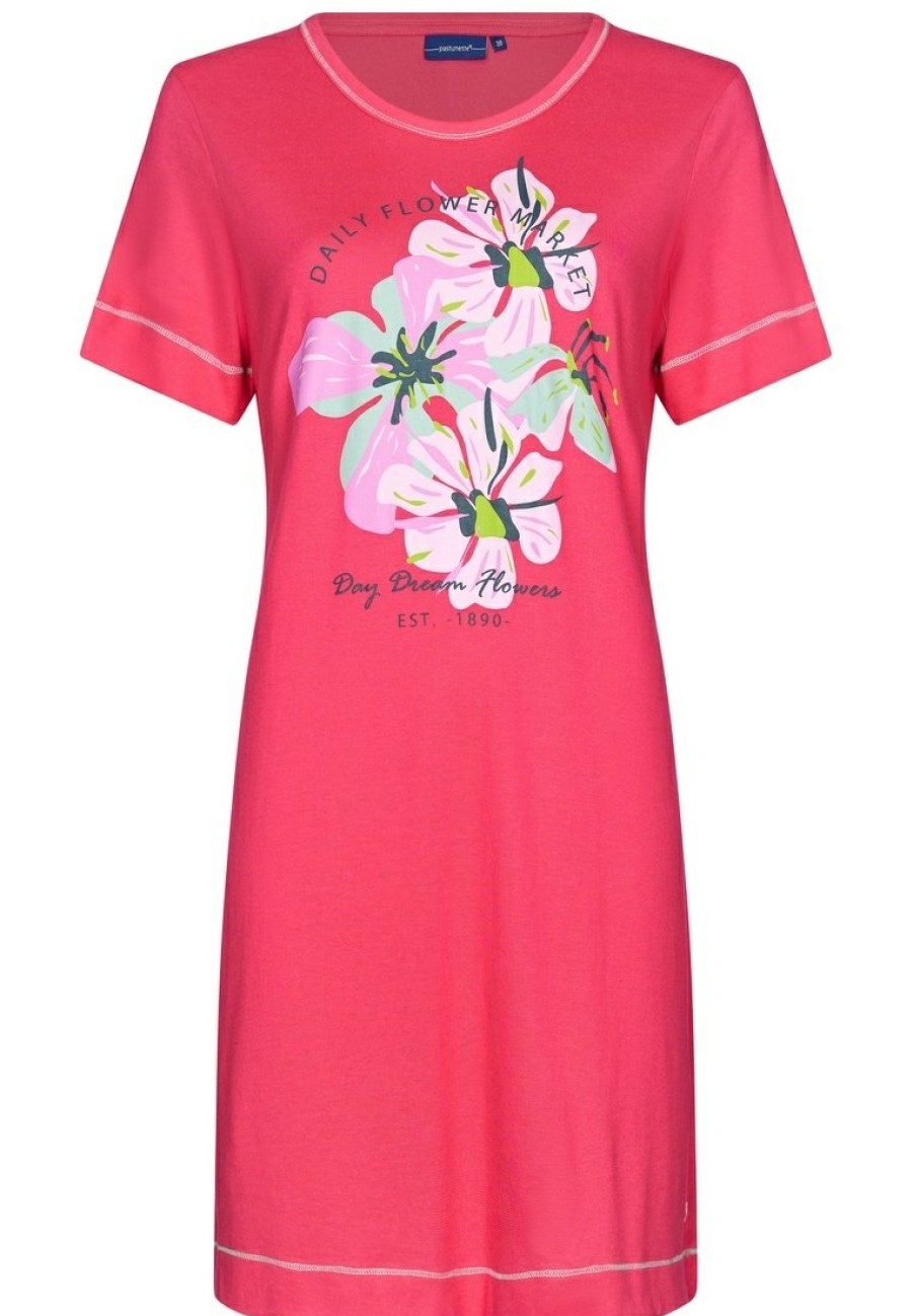 Pastunette Nightshirts | Pastunette Ladies Short Sleeve Pink Nightdress 'Floral Moments'