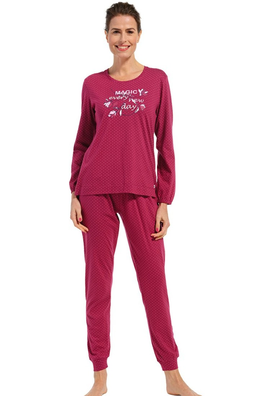 Pastunette Pyjamas | Pastunette Ladies Long Sleeve Cotton Pyjama 'Magic Fuchsia Flower Garden'