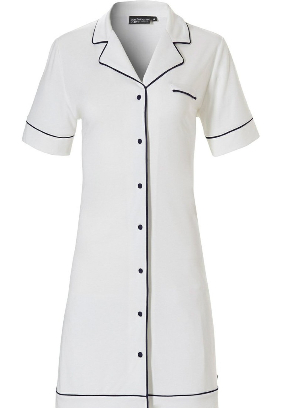 Pastunette Deluxe Nightshirts | Pastunette Deluxe Short Sleeve Full Button Ladies Nightdress 'Satin Soft Luxury'