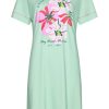 Pastunette Nightshirts | Pastunette Ladies Short Sleeve Green Nightdress 'Floral Moments'