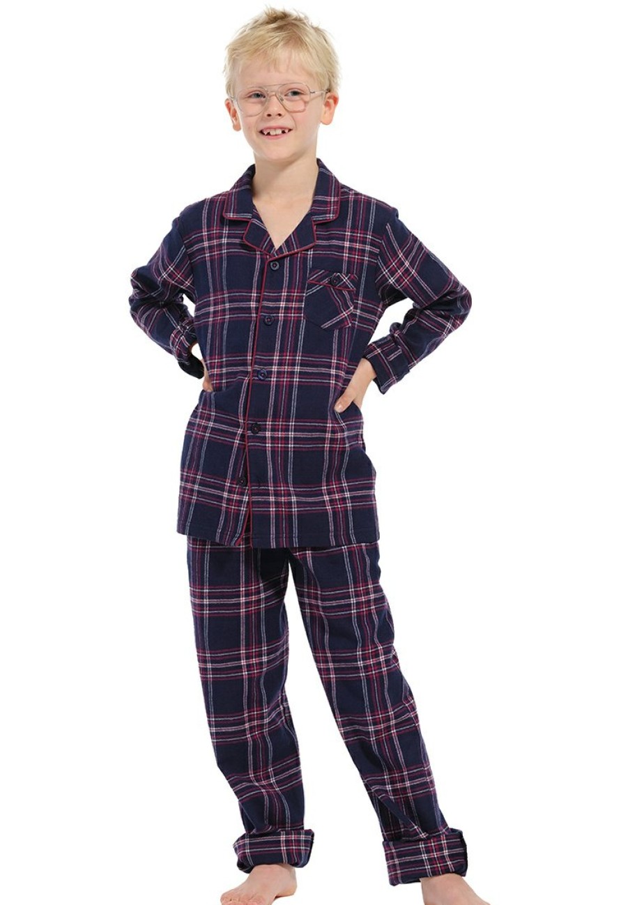 Pastunette jr Pyjamas | Pastunette Jr Boys Full Button Cotton Flannel Pyjama 'Cool Trendy Checks'