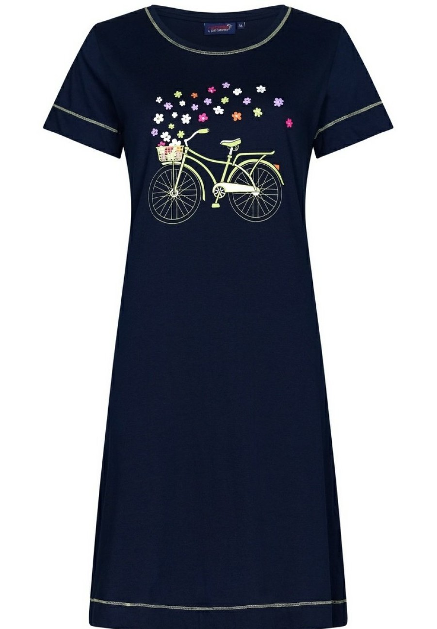 Rebelle Nightshirts | Rebelle Ladies Short Sleeve Organic Cotton Nightdress 'Forever Bicycle Flowers'