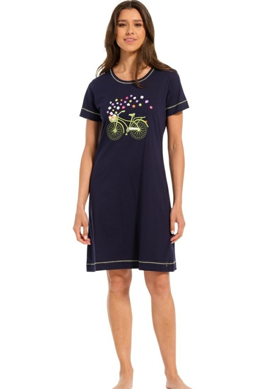 Rebelle Nightshirts | Rebelle Ladies Short Sleeve Organic Cotton Nightdress 'Forever Bicycle Flowers'