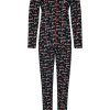 Rebelle Pyjamas | Rebelle Ladies Full Button Long Sleeve Cotton Pyjama 'Goodnight Kiss Kiss'