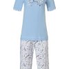 Pastunette Pyjamas | Pastunette Ladies Short Sleeve 3/4 Cotton Pyjama Set 'Dreamy Love Birds'