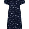 Rebelle Nightshirts | Rebelle Ladies Blue Short Sleeve Cotton Single Jersey Nightdress 'At The Zoo'