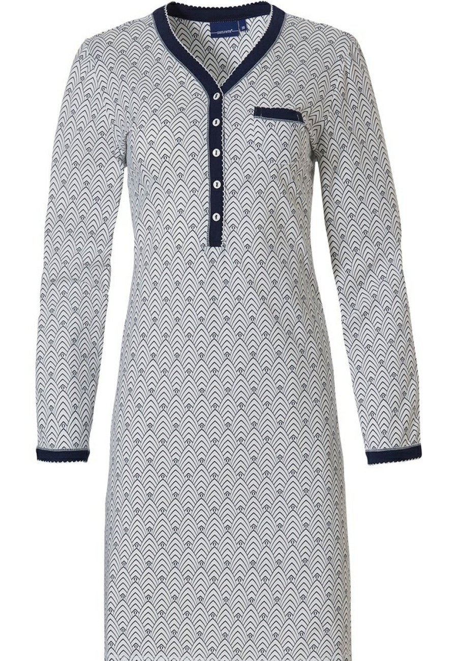 Pastunette Nightshirts | Pastunette Ladies Cotton Nightdress With Buttons 'Wave Arch'