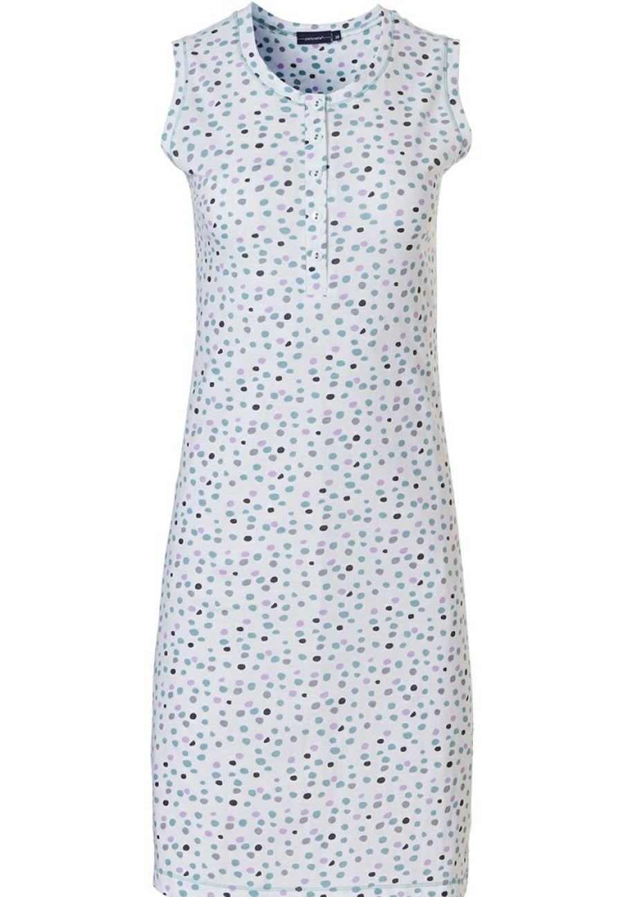 Pastunette Nightshirts | Pastunette Ladies Sleeveless Cotton Nightdress With Buttons 'Softly Dotty'