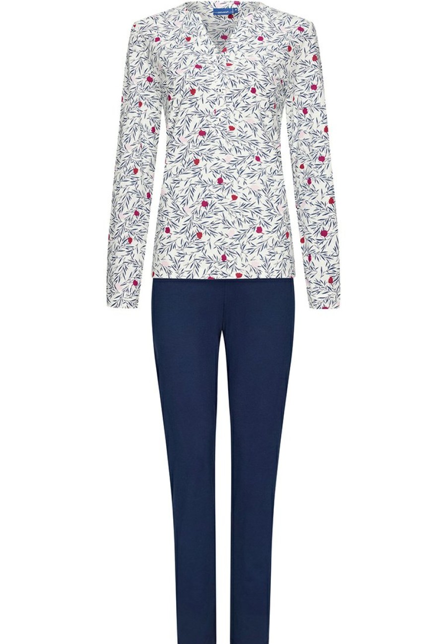 Pastunette Pyjamas | Pastunette Ladies Long Sleeve Cotton Pyjama Set 'Winter Flower Garden'