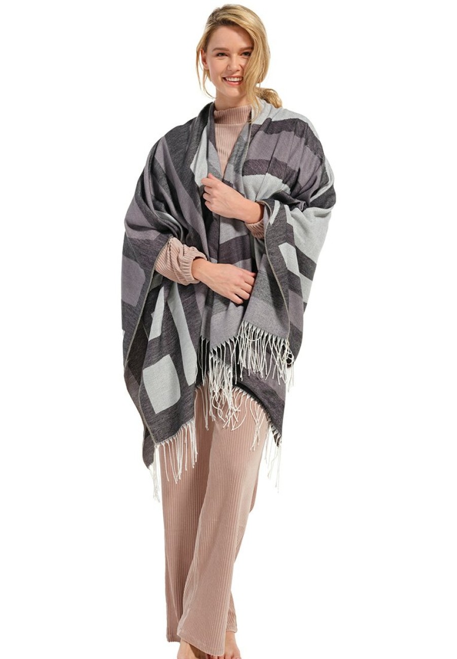 Pastunette 24/7 Slipper Boots, Blankets & More | Pastunette 24/7 One Size Shawl 'Black Stripes'