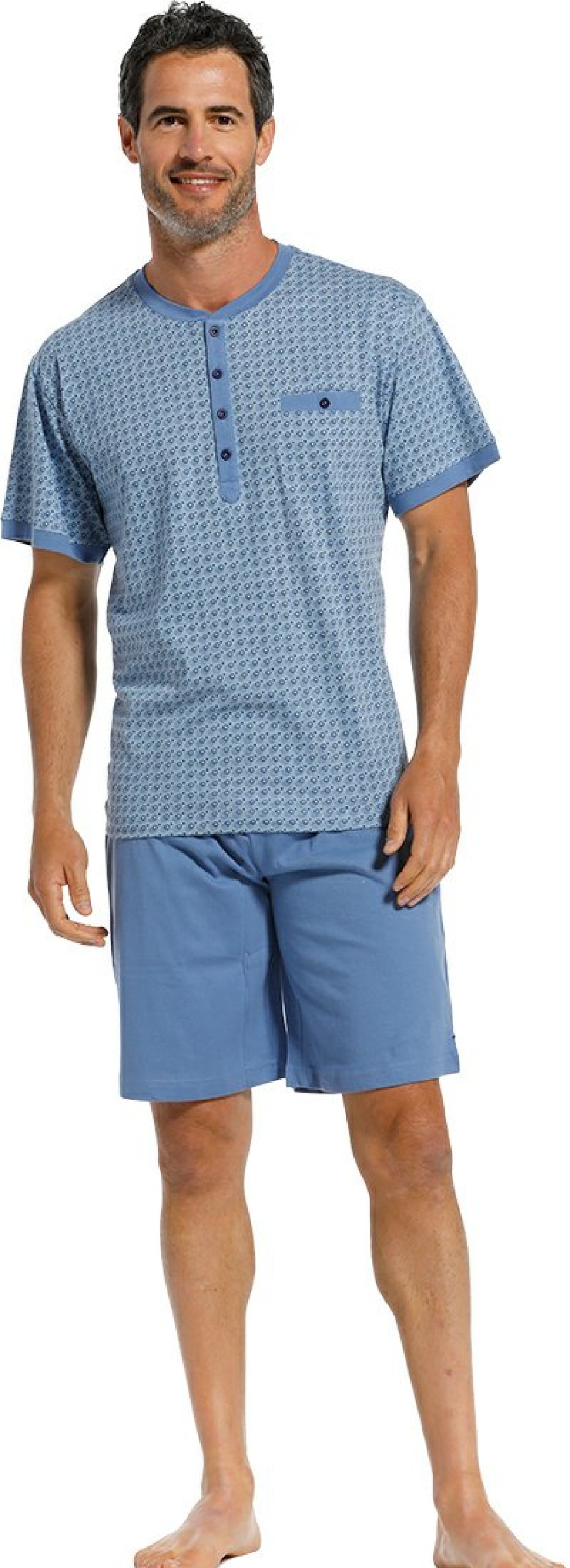 Pastunette for Men Shorty Set | Pastunette For Men Cadet Blue Mens Shorty Set 'Micro Dots & Circles'