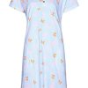 Rebelle Nightshirts | Rebelle Stripey Short Sleeve Cotton Single Jersey Nightdress With Buttons 'Pretty Bows & Stripes'