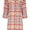 Rebelle Nightshirts | Rebelle Long Sleeve Full Button Woven Cotton Nightdress 'Peachy Orange Check'