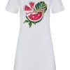 Rebelle Nightshirts | Rebelle 'Fruity Water Melon' White Short Sleeve Nightdess With 'Fruity Water Melon' Picture And 'Good Vibes Only' Text