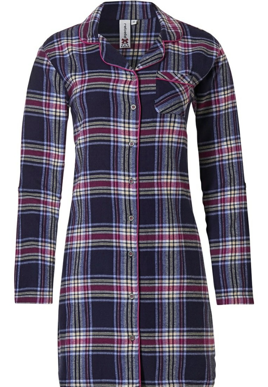 Rebelle Nightshirts | Rebelle Full Button Flannel Nightshirt 'Cool Trendy Checks'