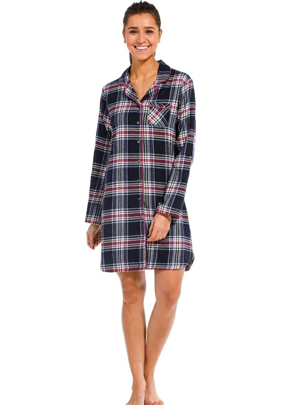 Rebelle Nightshirts | Rebelle Full Button Flannel Nightshirt 'Cool Trendy Checks'