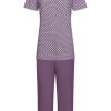 Pastunette Deluxe Pyjamas | Pastunette Deluxe Ladies Short Sleeve Cotton-Modal 3/4 Pyjama Set With Buttons 'Semi Circle Dots'