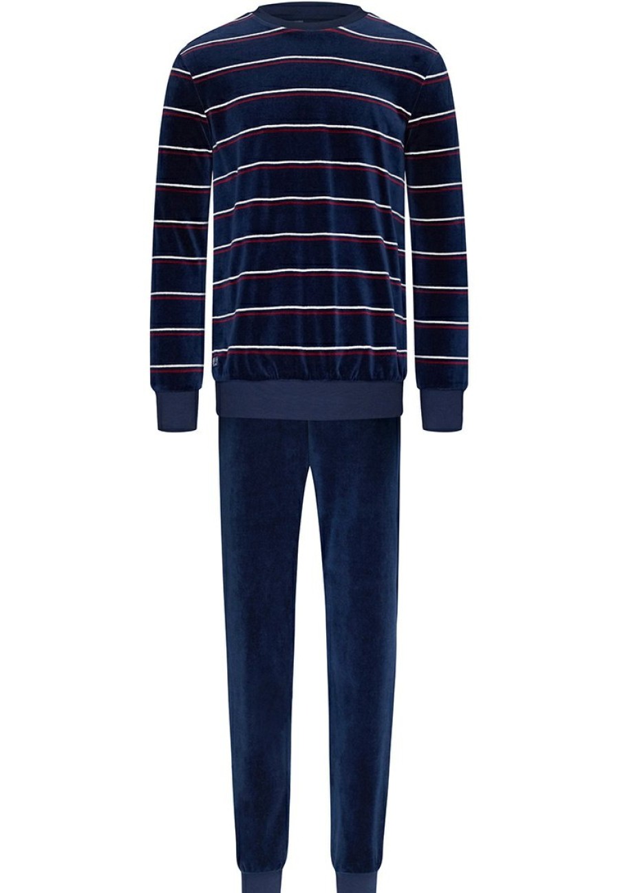 Pastunette for Men Pyjamas | Pastunette For Men Mens Velvet Lounge Home Suit 'Cool Stripes'