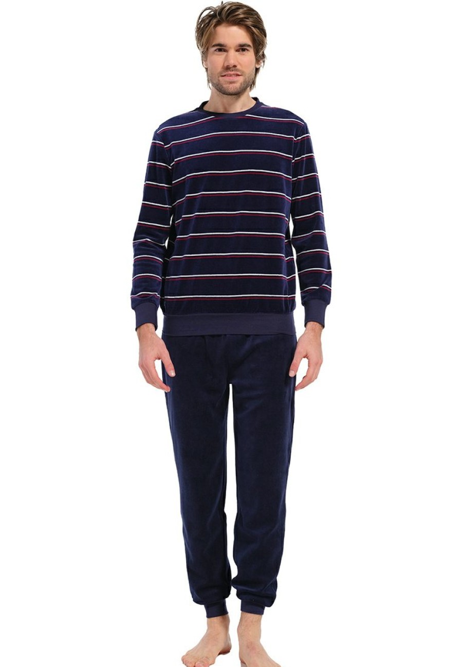 Pastunette for Men Pyjamas | Pastunette For Men Mens Velvet Lounge Home Suit 'Cool Stripes'