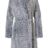 Rebelle Bathrobes | Rebelle Wrap Over Grey Morninggown With Shawl Collar 'Fabulously Fluffy'