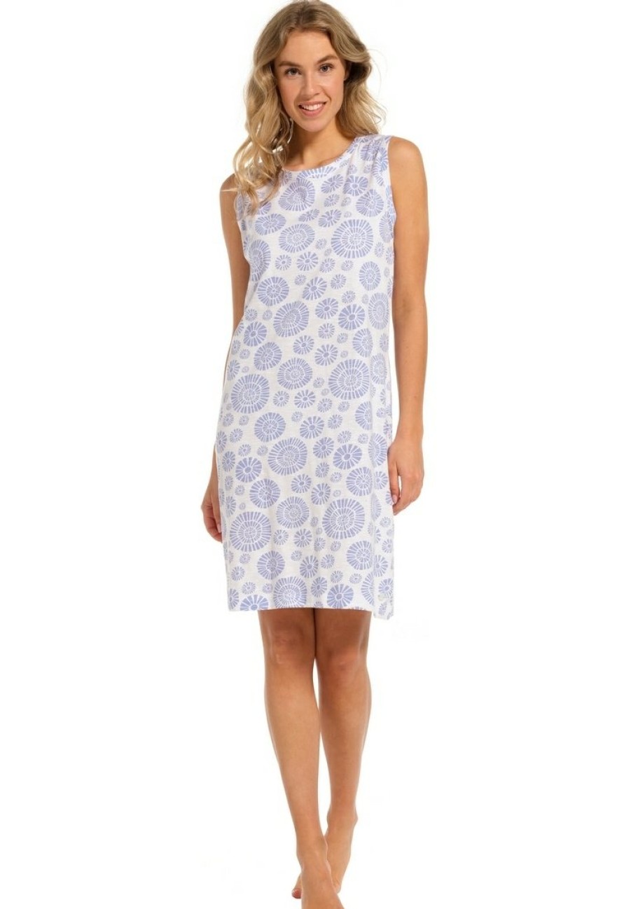 Pastunette Nightshirts | Pastunette Ladies Sleeveless Organic Cotton Nightdress 'Abstract Daisy Flower'