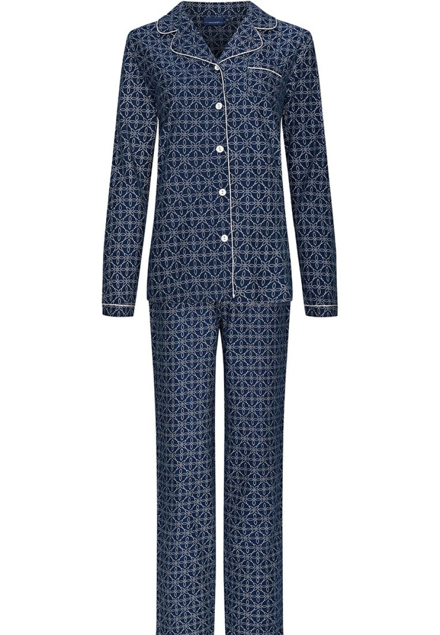 Pastunette Pyjamas | Pastunette Ladies Full Button Cotton-Flannel Pyjama 'Symmetrical Flower Petals'