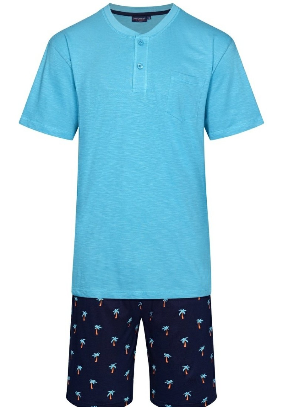 Pastunette for Men Shorty Set | Pastunette For Men Men'S Cotton Shorty Set With Buttons 'Palm Island'