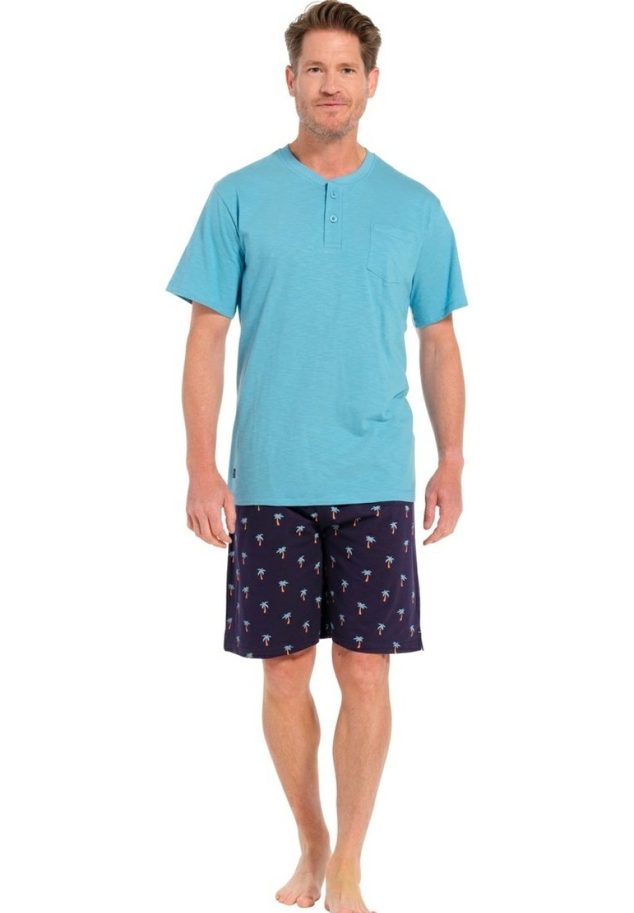 Pastunette for Men Shorty Set | Pastunette For Men Men'S Cotton Shorty Set With Buttons 'Palm Island'