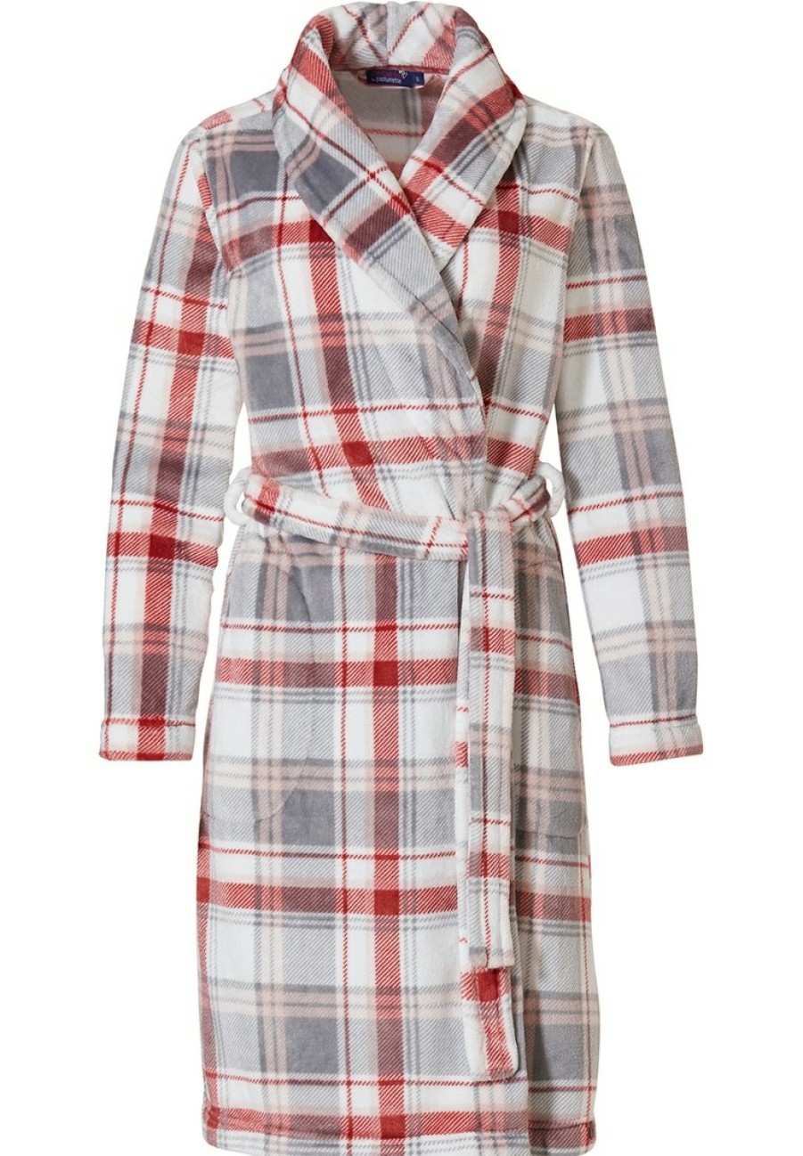 Rebelle Bathrobes | Rebelle Soft Fleece Wrap-Over Morninggown 'Chic Checks'