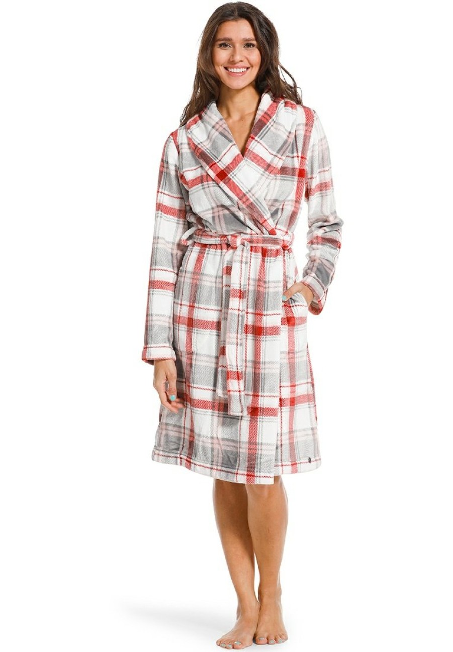 Rebelle Bathrobes | Rebelle Soft Fleece Wrap-Over Morninggown 'Chic Checks'