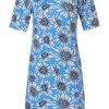 Pastunette Nightshirts | Pastunette Ladies 'V' Neck Short Sleeve Cotton Nightdress 'Sunshine Flower'