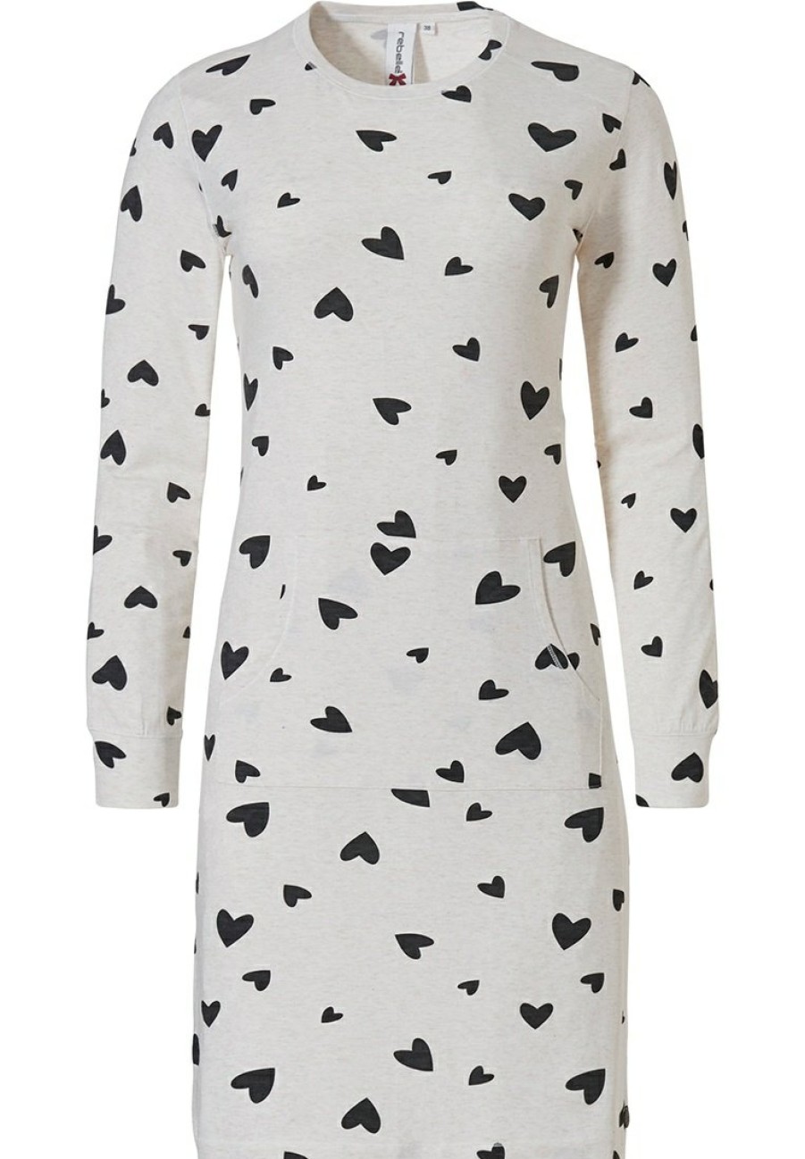 Rebelle Nightshirts | Rebelle Long Sleeve Nightdress With Kangaroo Pocket ' Loving Hearts '