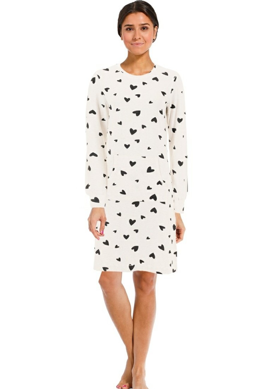 Rebelle Nightshirts | Rebelle Long Sleeve Nightdress With Kangaroo Pocket ' Loving Hearts '