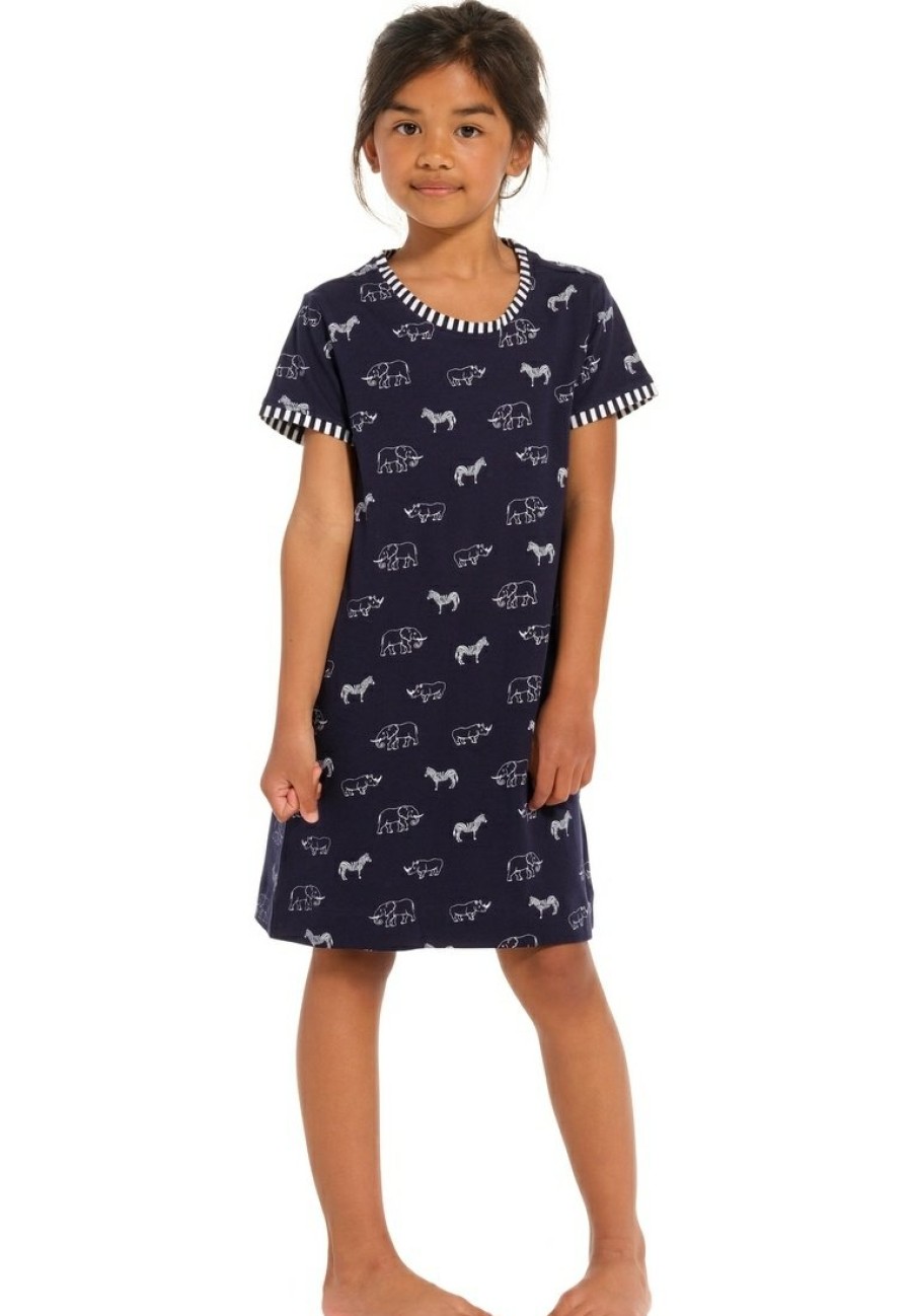 Rebelle Girls Nightshirts | Rebelle Girls Girls Short Sleeve Cotton Single Jersey Nightdress 'At The Zoo'