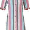 Rebelle Nightshirts | Rebelle Full Button Nightdress 'Seaside Stripes Sparkles'