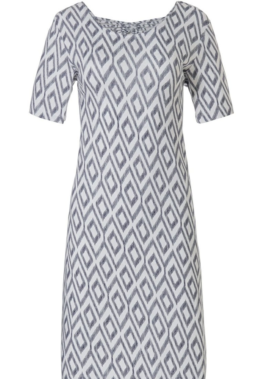 Pastunette Beach Beachwear | Pastunette Beach 'Holiday Fashion' White & Dark Blue Ladies Short Sleeve Beach Dress With Pretty Back Details And All Over 'Holiday Fashion' Print - A 'Must Have' For Any Summer Wardrobe!