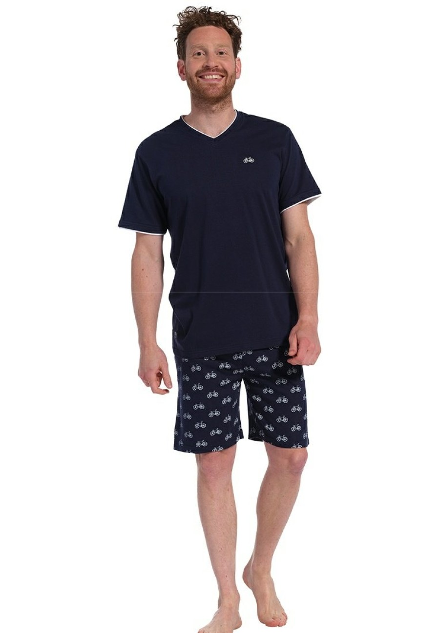 Pastunette for Men Shorty Set | Pastunette For Men 'V' Neck Cotton Shorty Set 'Sport Life, On My Bike'