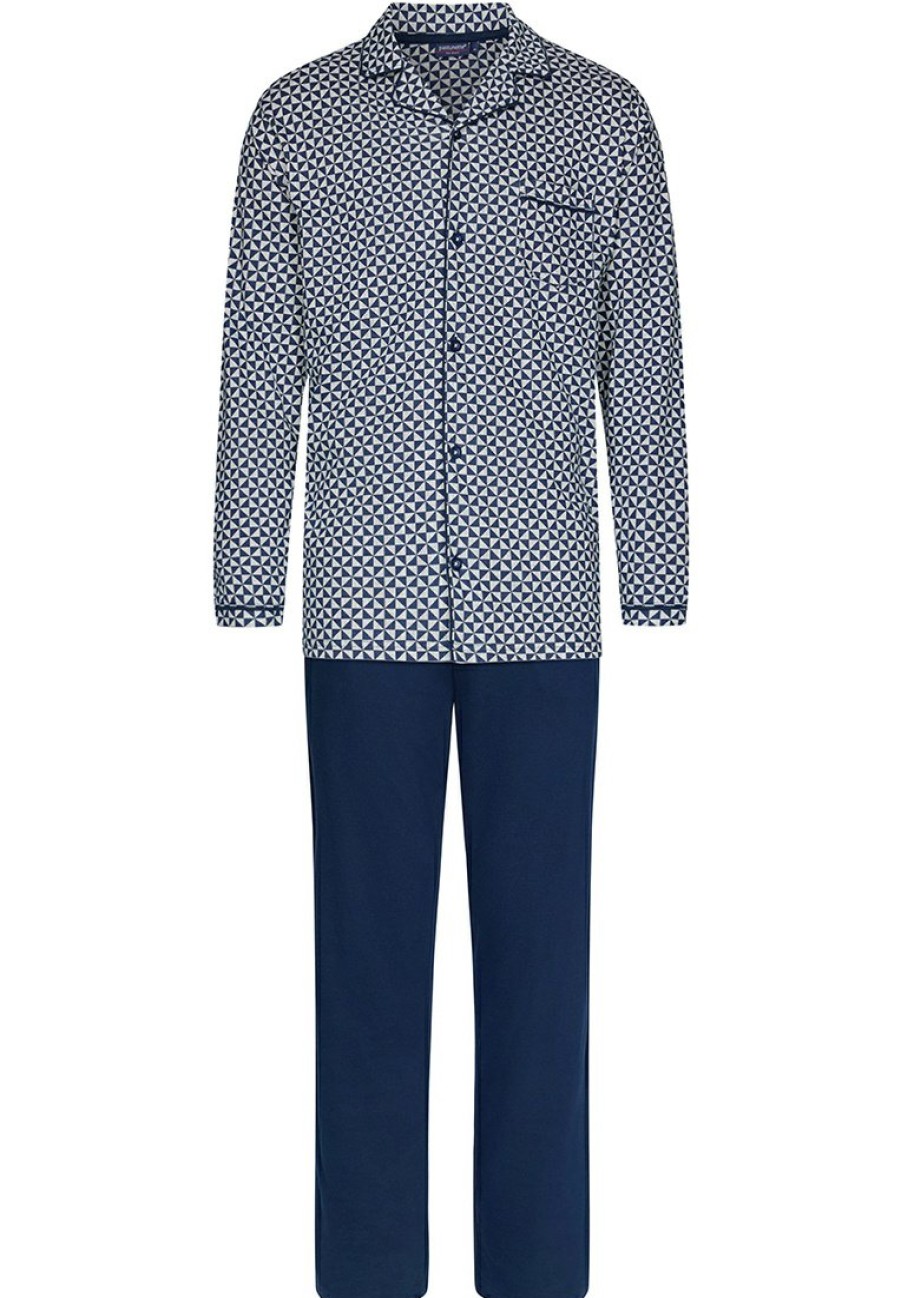 Pastunette for Men Pyjamas | Pastunette For Men Mens Full Button Cotton Pyjama Set 'Geometric Fan Square'