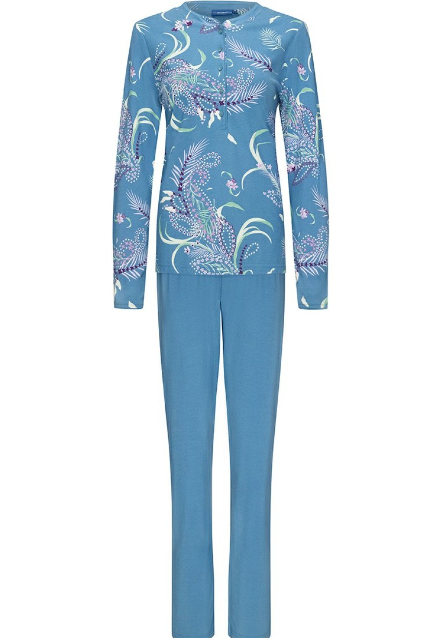 Pastunette Pyjamas | Pastunette Ladies Cotton Pyjama Set With Buttons 'Paisley Peacock'