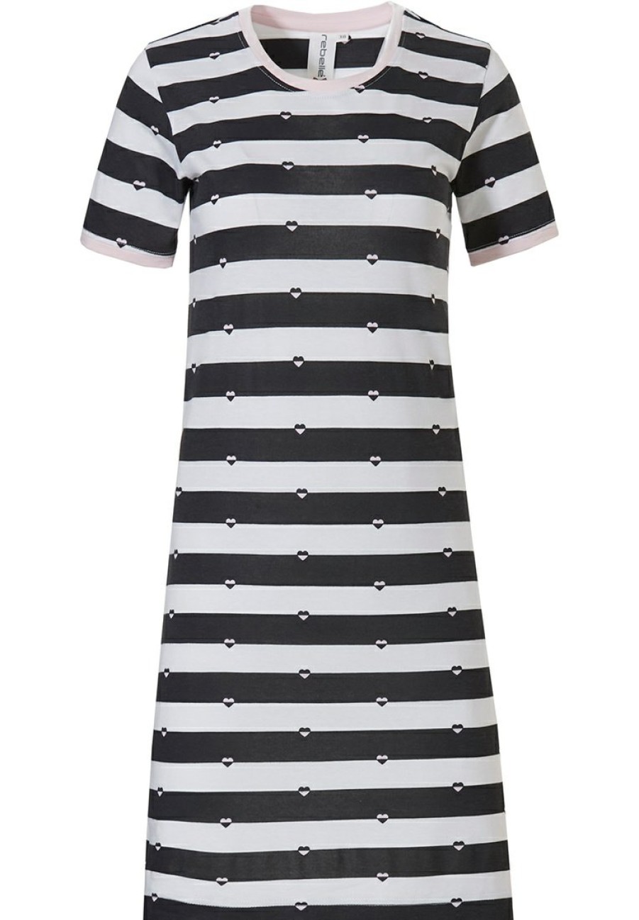 Rebelle Nightshirts | Rebelle Stripey Short Sleeve Cotton Nightdress 'Love To Love Stripes'